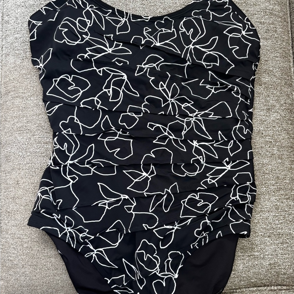 Calvin Klein Black Swimsuit with White Pattern